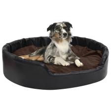 vidaXL fekete-barna plüss és műbőr kutyaágy 99 x 89 x 21 cm szállítóbox, fekhely kutyáknak