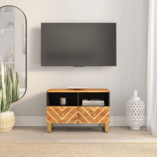 vidaXL fekete-barna tömör mangófa TV-szekrény 70 x 33,5 x 46 cm bútor