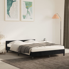 vidaXL fekete bársony ágykeret fejtámlával 140 x 200 cm ágy és ágykellék