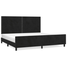 vidaXL fekete bársony ágykeret fejtámlával 200 x 200 cm (3125716) ágy és ágykellék