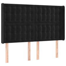 vidaXL fekete bársony fejtámla szárnyakkal 147x16x118/128 cm (3120064) ágy és ágykellék