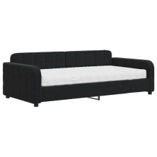 vidaXL fekete bársony kanapéágy matraccal 100 x 200 cm (3196916) ágy és ágykellék
