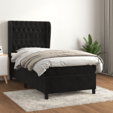vidaXL fekete bársony rugós ágy matraccal 100 x 200 cm ágy és ágykellék