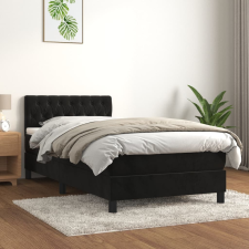 vidaXL fekete bársony rugós ágy matraccal 100 x 200 cm ágy és ágykellék