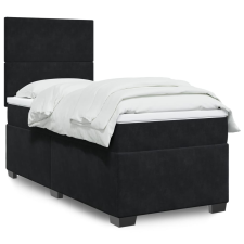 vidaXL fekete bársony rugós ágy matraccal 100 x 200 cm ágy és ágykellék