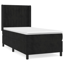 vidaXL fekete bársony rugós ágy matraccal 100 x 200 cm (3132785) ágy és ágykellék