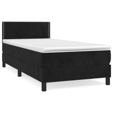 vidaXL fekete bársony rugós ágy matraccal 100 x 200 cm (3141229) ágy és ágykellék