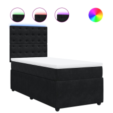 vidaXL fekete bársony rugós ágy matraccal 100 x 200 cm (3294576) ágy és ágykellék