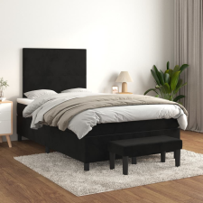 vidaXL fekete bársony rugós ágy matraccal 120 x 200 cm ágy és ágykellék