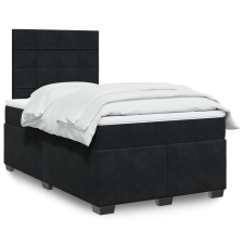 vidaXL fekete bársony rugós ágy matraccal 120 x 200 cm ágy és ágykellék