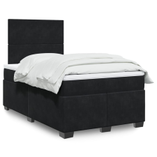 vidaXL fekete bársony rugós ágy matraccal 120 x 200 cm ágy és ágykellék