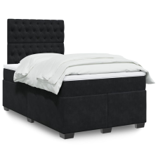 vidaXL fekete bársony rugós ágy matraccal 120 x 200 cm ágy és ágykellék