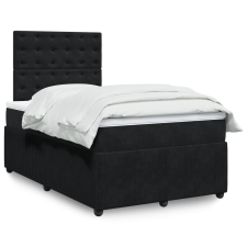 vidaXL fekete bársony rugós ágy matraccal 120 x 200 cm ágy és ágykellék