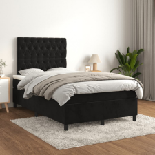 vidaXL fekete bársony rugós ágy matraccal 120 x 200 cm ágy és ágykellék