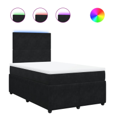 vidaXL fekete bársony rugós ágy matraccal 120 x 200 cm (3294606) ágy és ágykellék
