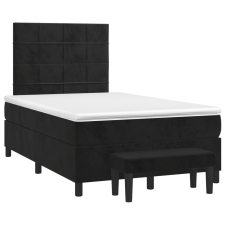 vidaXL fekete bársony rugós ágy matraccal 120x190 cm ágy és ágykellék