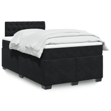 vidaXL fekete bársony rugós ágy matraccal 120x190 cm ágy és ágykellék