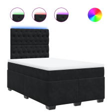 vidaXL fekete bársony rugós ágy matraccal 120x190 cm (3293166) ágy és ágykellék