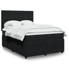 vidaXL fekete bársony rugós ágy matraccal 140 x 190 cm ágy és ágykellék