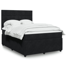 vidaXL fekete bársony rugós ágy matraccal 140 x 190 cm ágy és ágykellék