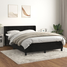 vidaXL Fekete bársony rugós ágy matraccal 140 x 190 cm (3130957) bútor