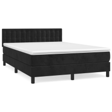 vidaXL fekete bársony rugós ágy matraccal 140 x 190 cm (3141541) ágy és ágykellék