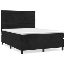 vidaXL fekete bársony rugós ágy matraccal 140 x 190 cm (3143081) ágy és ágykellék