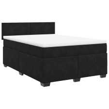 vidaXL fekete bársony rugós ágy matraccal 140 x 190 cm (3286302) ágy és ágykellék