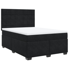 vidaXL fekete bársony rugós ágy matraccal 140 x 190 cm (3290908) ágy és ágykellék