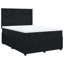 vidaXL fekete bársony rugós ágy matraccal 140 x 190 cm (3292336) ágy és ágykellék