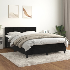 vidaXL fekete bársony rugós ágy matraccal 140x200 cm ágy és ágykellék