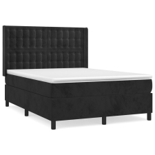 vidaXL fekete bársony rugós ágy matraccal 140x200 cm (3132923) ágy és ágykellék
