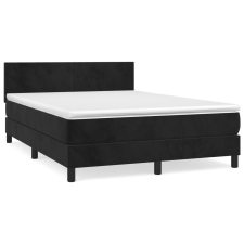 vidaXL fekete bársony rugós ágy matraccal 140x200 cm (3141187) ágy és ágykellék