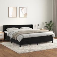 vidaXL fekete bársony rugós ágy matraccal 160x200 cm ágy és ágykellék