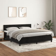 vidaXL fekete bársony rugós ágy matraccal 160x200 cm ágy és ágykellék