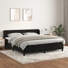 vidaXL fekete bársony rugós ágy matraccal 160x200 cm ágy és ágykellék