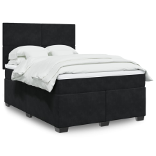 vidaXL fekete bársony rugós ágy matraccal 160x200 cm ágy és ágykellék