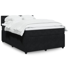 vidaXL fekete bársony rugós ágy matraccal 160x200 cm ágy és ágykellék