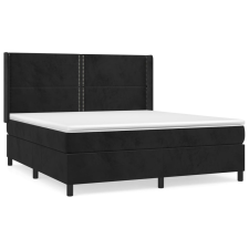 vidaXL fekete bársony rugós ágy matraccal 160x200 cm (3132629) ágy és ágykellék
