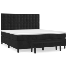 vidaXL fekete bársony rugós ágy matraccal 160x200 cm (3138093) ágy és ágykellék