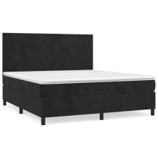 vidaXL fekete bársony rugós ágy matraccal 160x200 cm (3142913) ágy és ágykellék