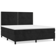 vidaXL fekete bársony rugós ágy matraccal 160x200 cm (3142973) ágy és ágykellék