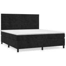 vidaXL fekete bársony rugós ágy matraccal 160x200 cm (3143093) ágy és ágykellék