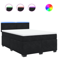 vidaXL fekete bársony rugós ágy matraccal 160x200 cm (3288650) ágy és ágykellék