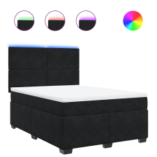 vidaXL fekete bársony rugós ágy matraccal 160x200 cm (3293250) ágy és ágykellék