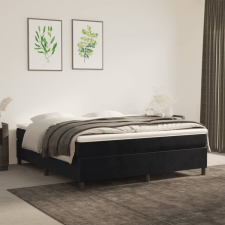 vidaXL fekete bársony rugós ágy matraccal 180x200 cm ágy és ágykellék