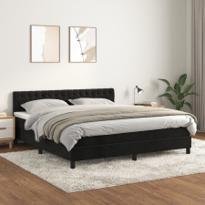vidaXL fekete bársony rugós ágy matraccal 180x200 cm ágy és ágykellék