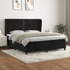 vidaXL fekete bársony rugós ágy matraccal 180x200 cm ágy és ágykellék