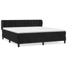 vidaXL fekete bársony rugós ágy matraccal 180x200 cm (3127747) ágy és ágykellék