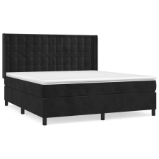 vidaXL fekete bársony rugós ágy matraccal 180x200 cm (3132935) ágy és ágykellék